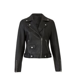 Slate & Willow Black Leather Biker Moto Jacket Size M